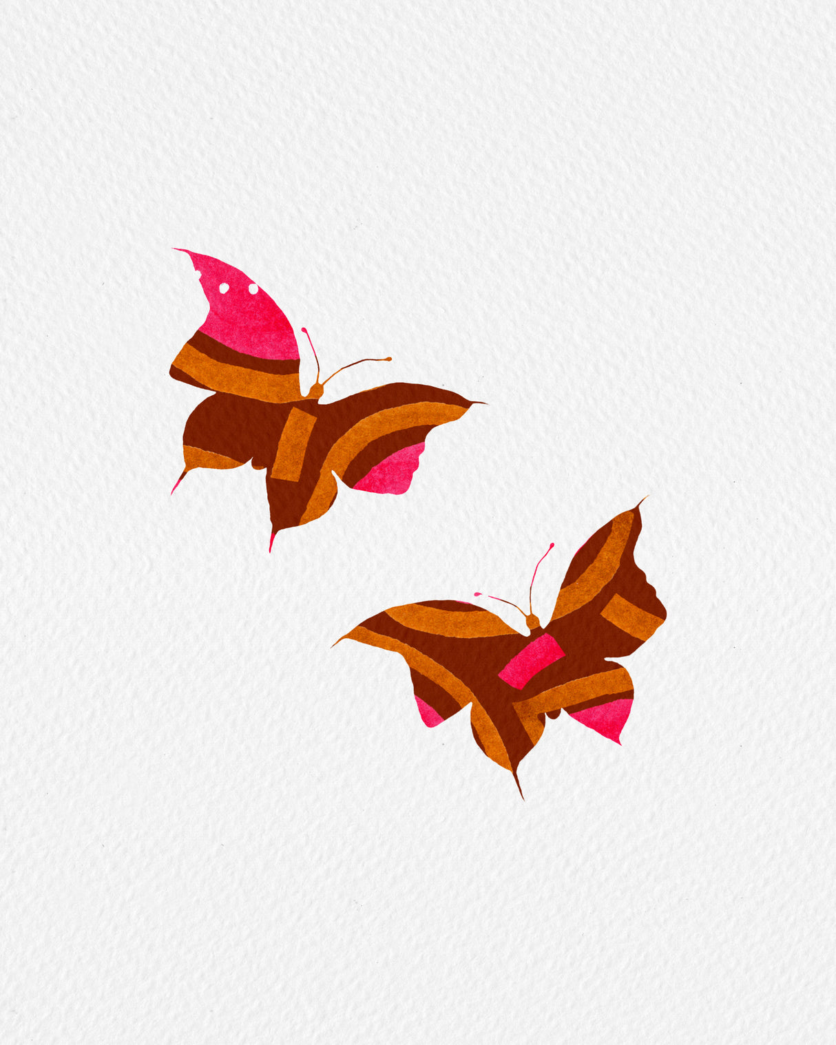 Butterflies Pink Brown Shape Silhouette Poster och Canvastavla