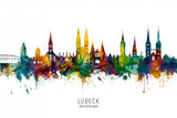 Lubeck Germany Skyline Poster och Canvastavla