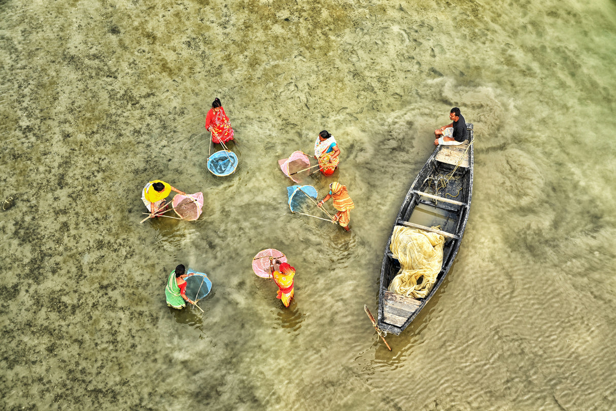 Fishing in low tide Poster och Canvastavla