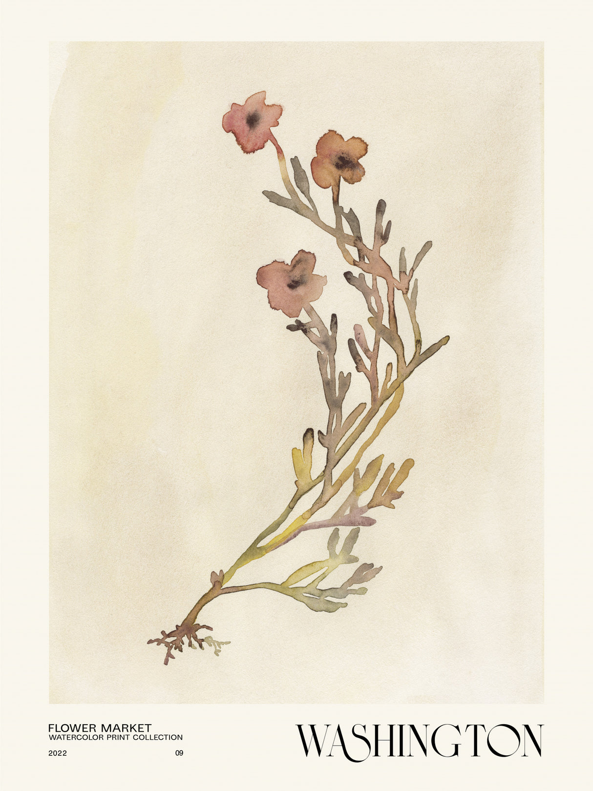 Watercolor print collection. Flower market - Washington Poster och Canvastavla