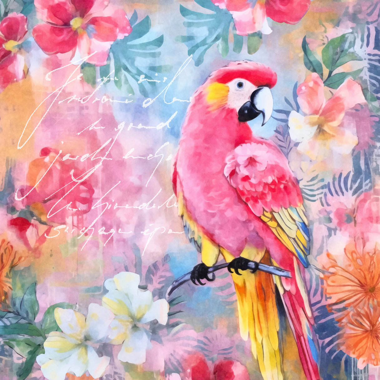 Parrots Pink Paradise Poster och Canvastavla