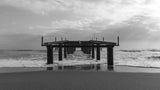 old pier and dramatic landscape Poster och Canvastavla