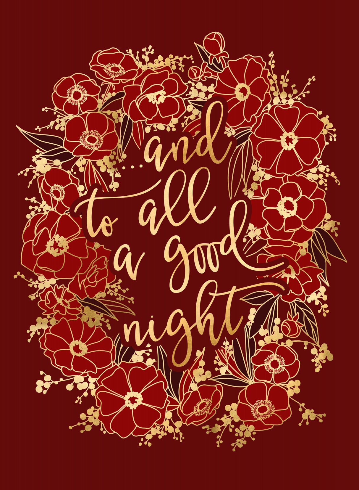 And to all a good night - red Poster och Canvastavla