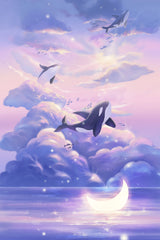 Fantasy Beautiful Whale Poster och Canvastavla