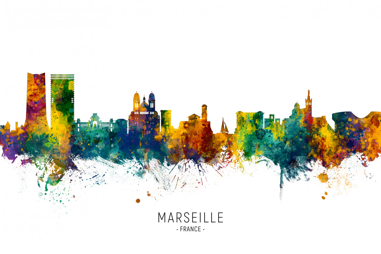 Marseille France Skyline Poster och Canvastavla