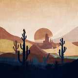 Blue Western Cactus 01 Poster och Canvastavla