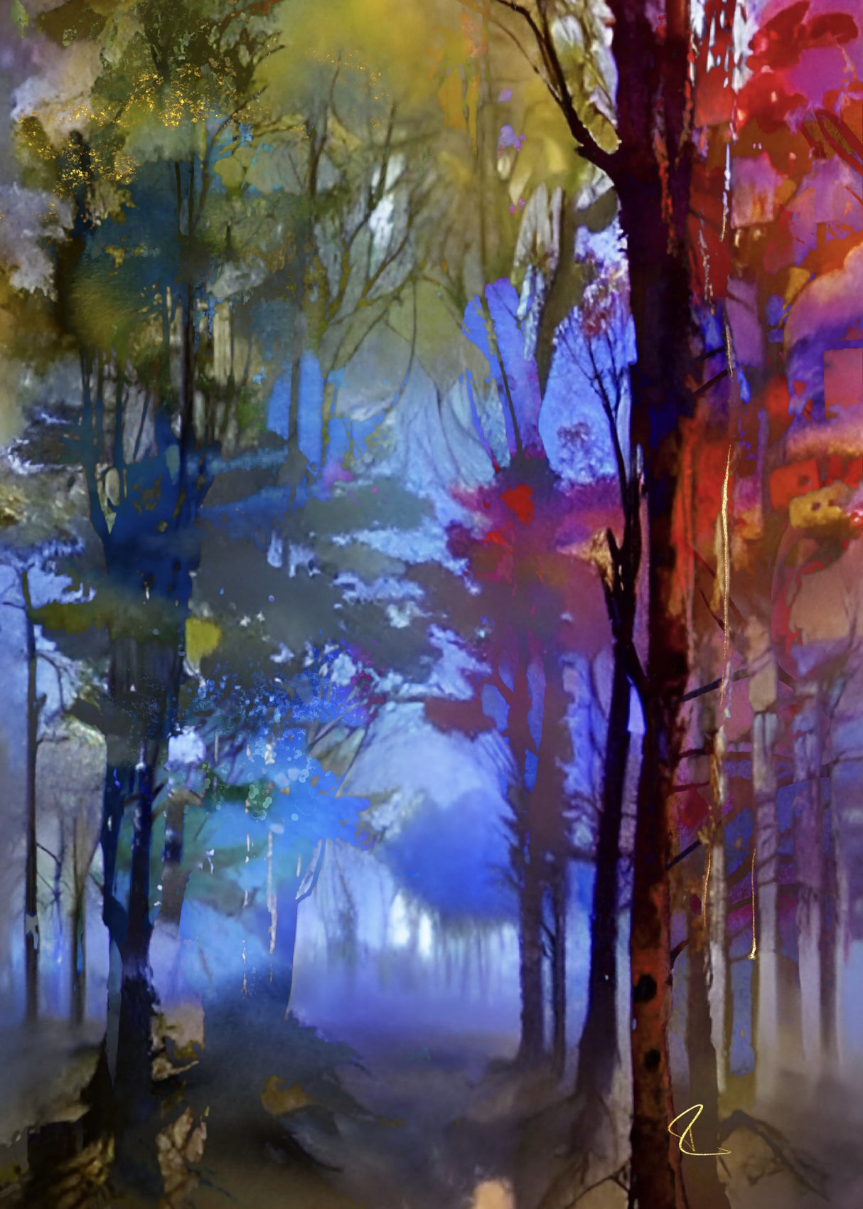 The Universe in a Forest Poster och Canvastavla