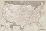 Highly detailed map of the United States, Gentry Poster och Canvastavla