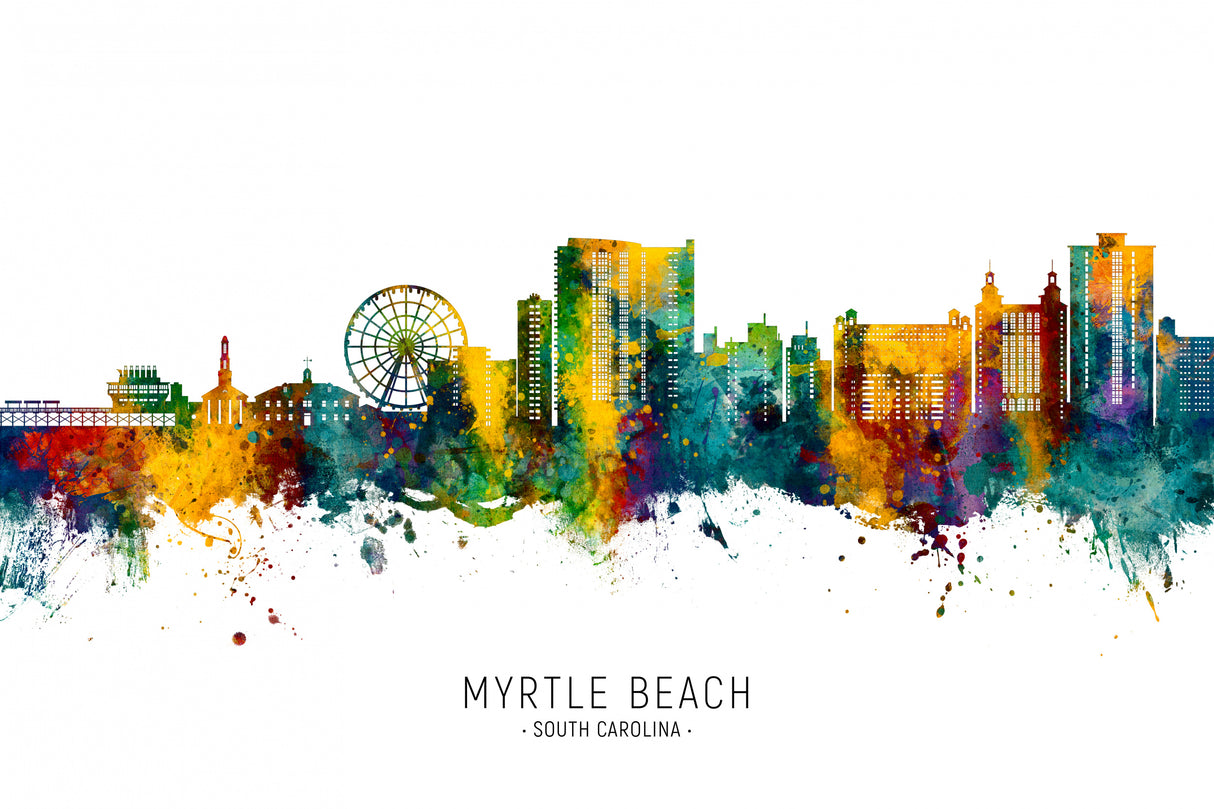 Myrtle Beach South Carolina Skyline Poster och Canvastavla