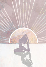 Pink Gold Sun Yoga 2 Poster och Canvastavla