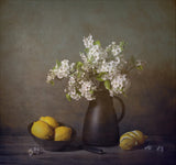 Flowers And Yellow Lemons Poster och Canvastavla
