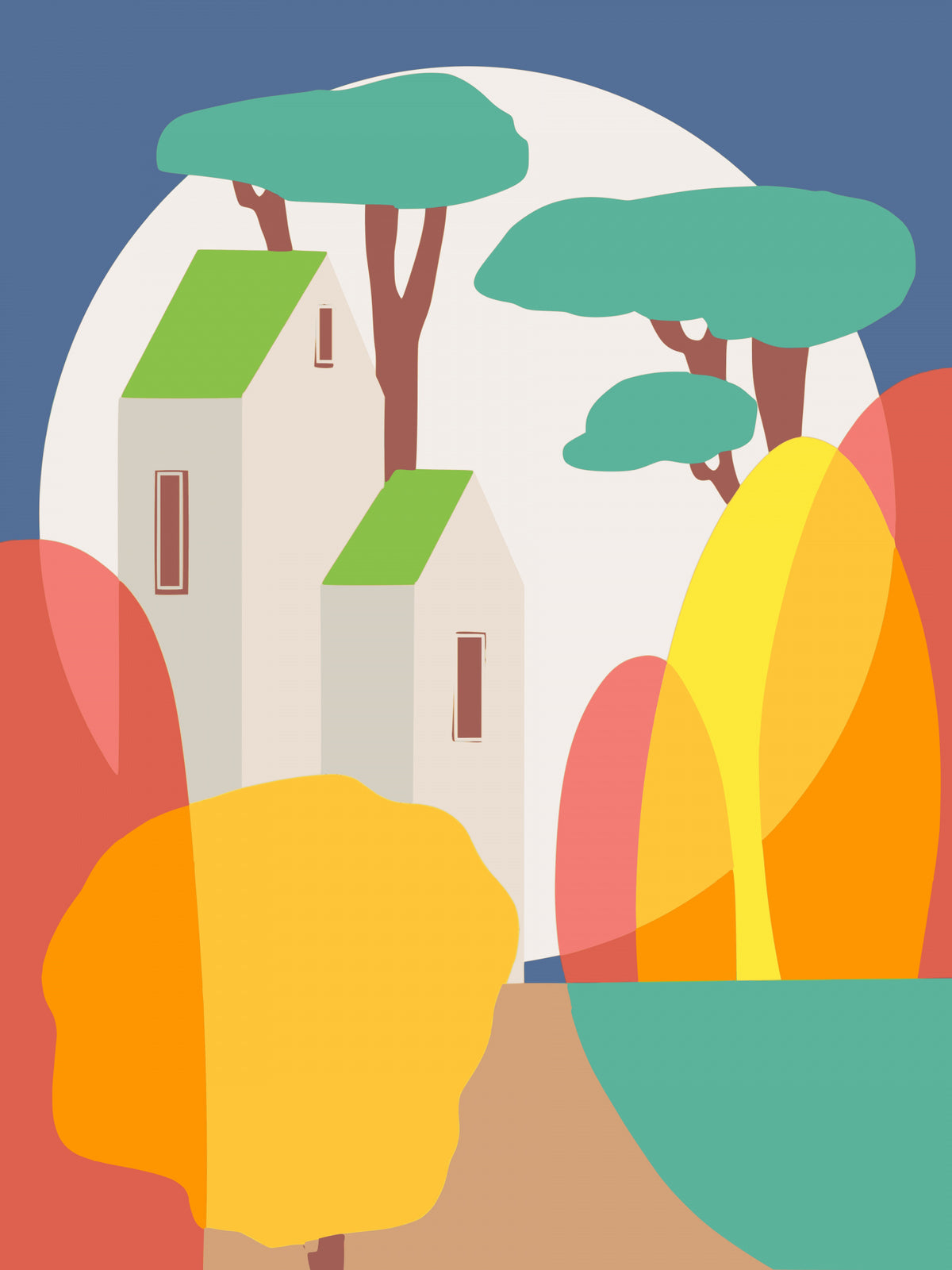 Moon Light Cottage Poster och Canvastavla