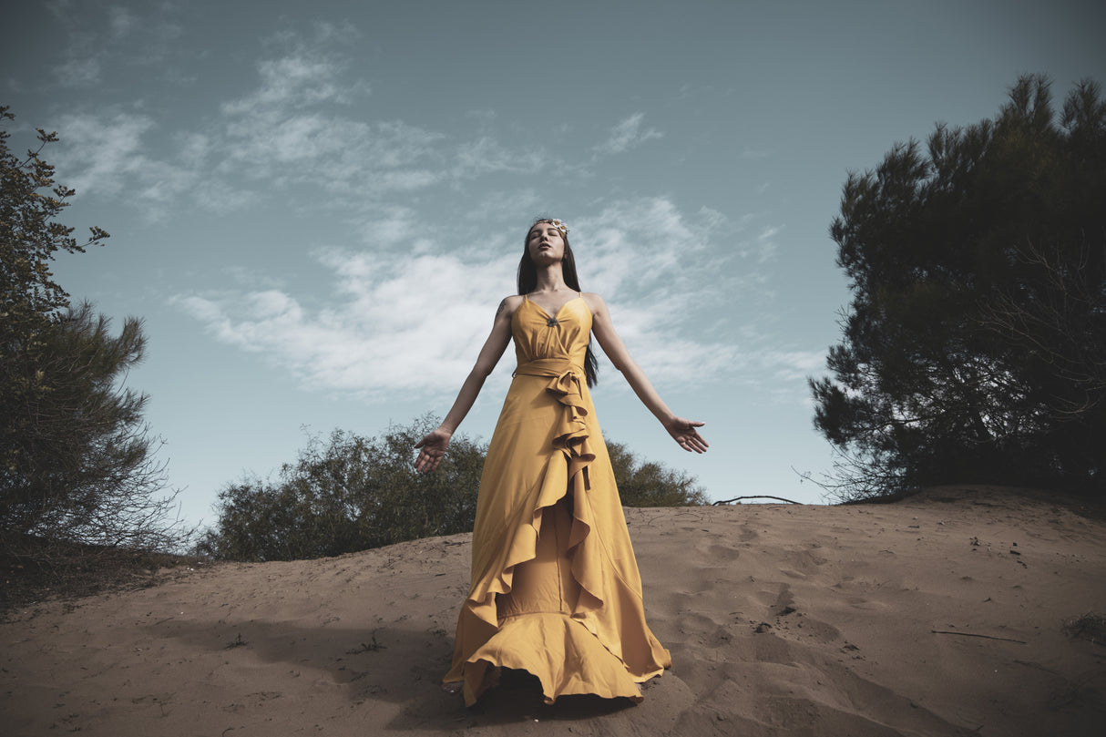 woman in yellow dress Poster och Canvastavla