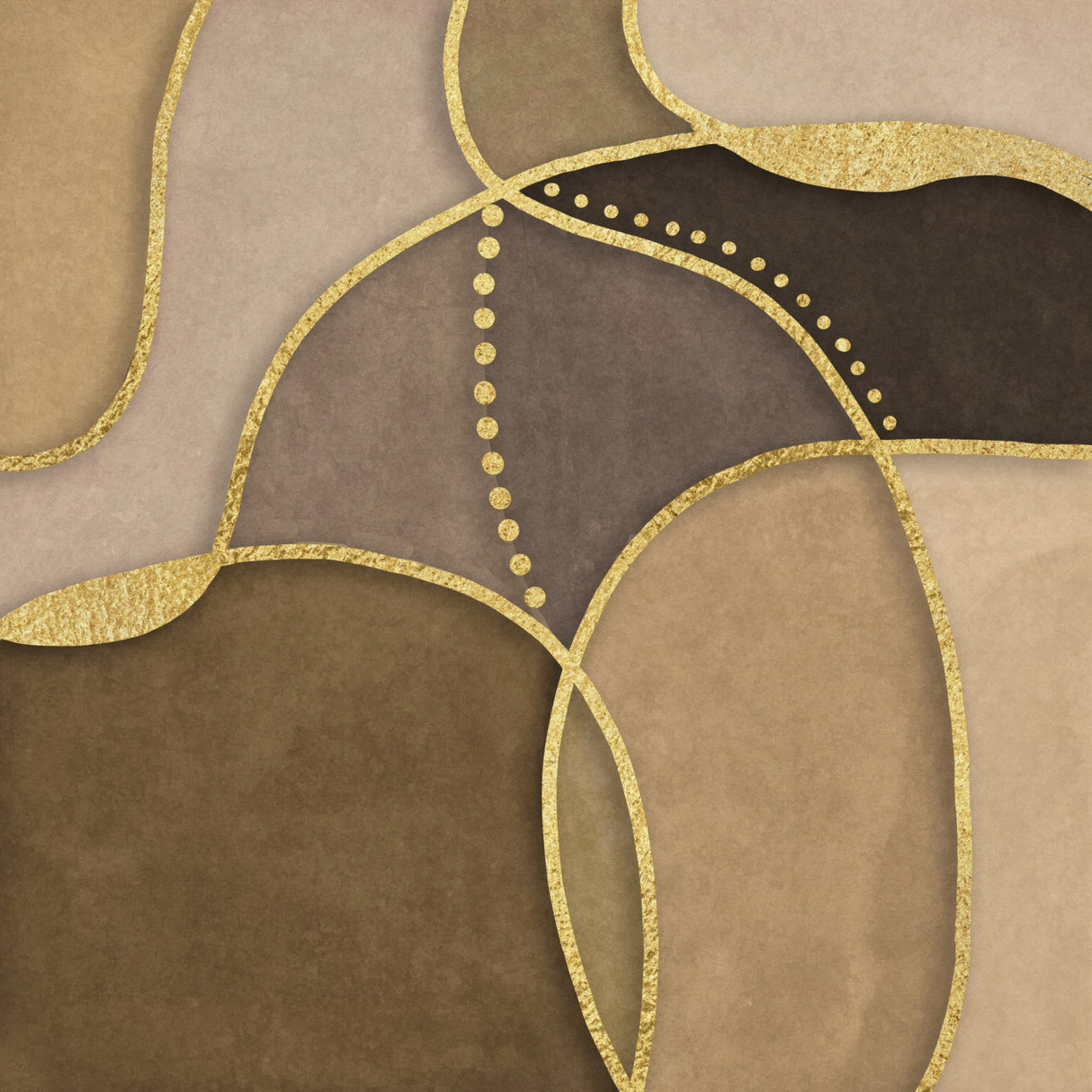 Calm Shapes Brown Gold Poster och Canvastavla