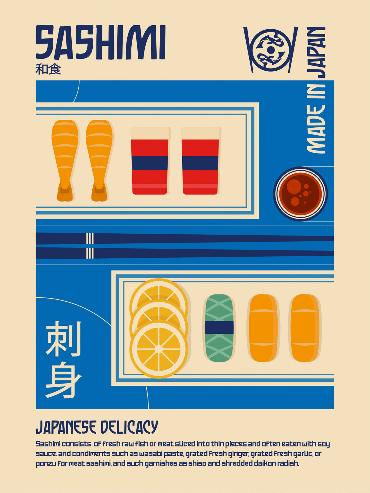 Sashimi Japanese Food Print Poster och Canvastavla