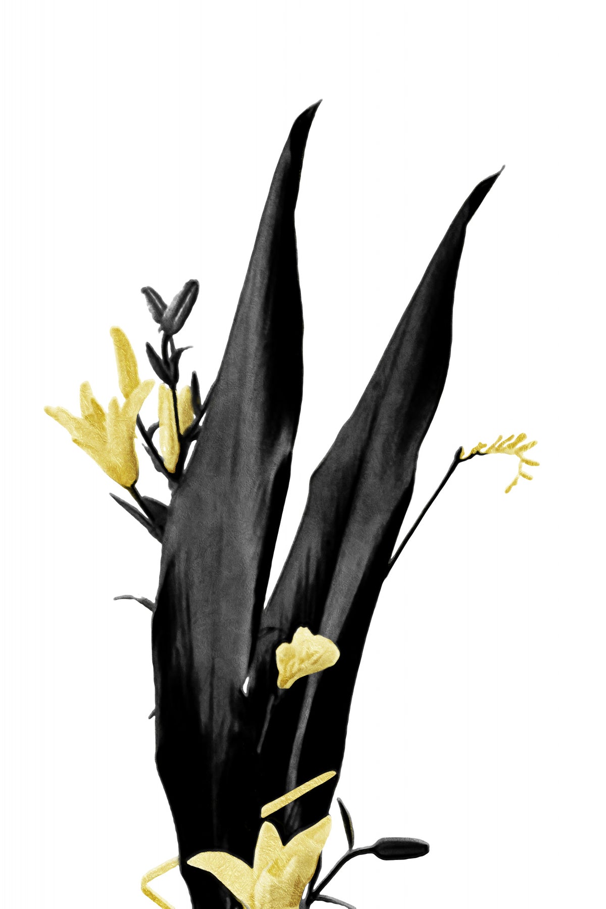 Flower Minimal Black and Gold 03 Poster och Canvastavla