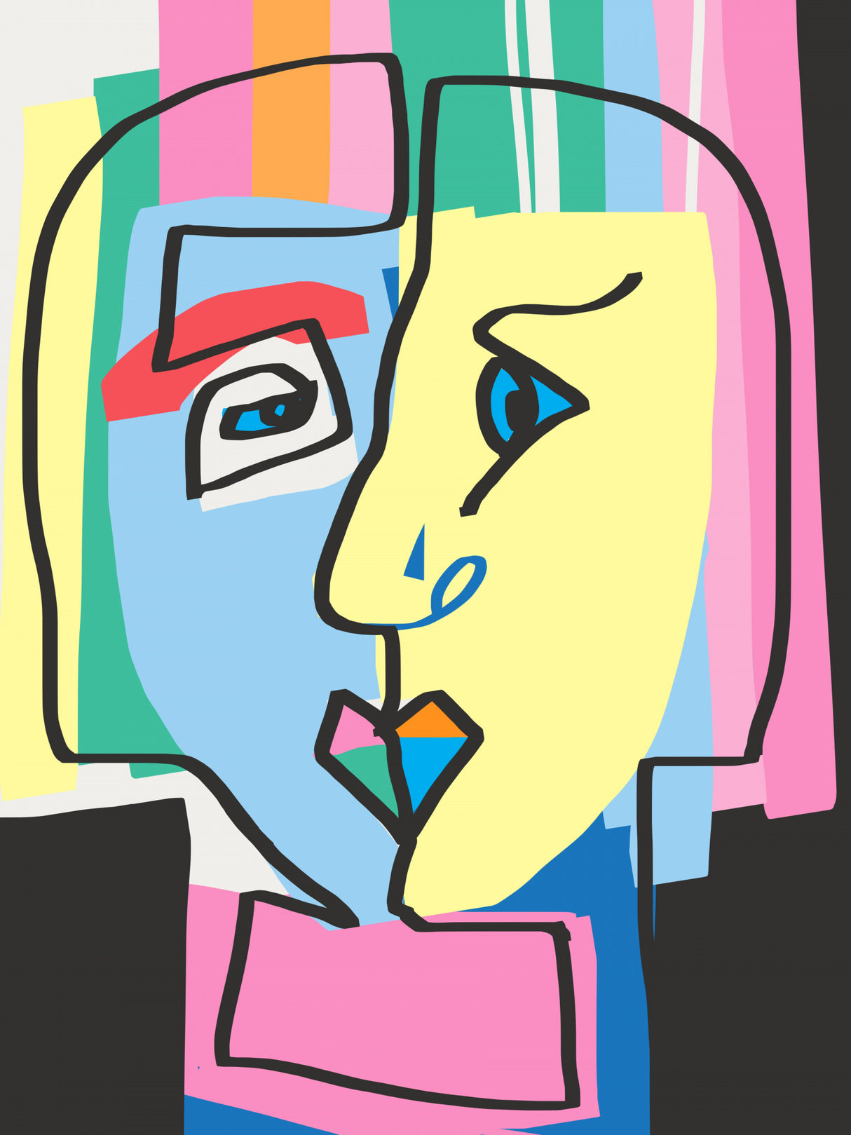 Abstract Colorful Cubism Portrait Poster och Canvastavla