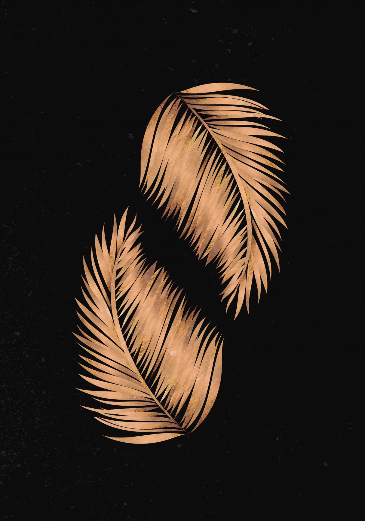 Golden palms black copper 2 Poster och Canvastavla