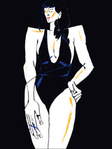 Girl in Bathing Suit Black Poster och Canvastavla