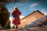 Lady in red and a bird Poster och Canvastavla
