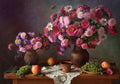 With bouquets of asters and grapes Poster och Canvastavla