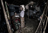 Feeding a disabled woman - Rohingya refugee people. Poster och Canvastavla