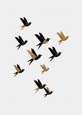 Origami Birds Collage II Poster och Canvastavla