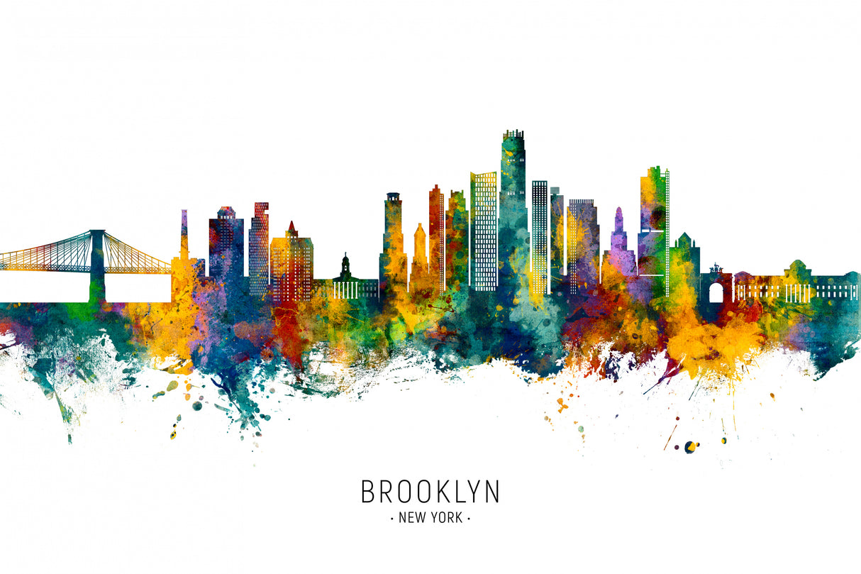 Brooklyn New York Skyline Poster och Canvastavla