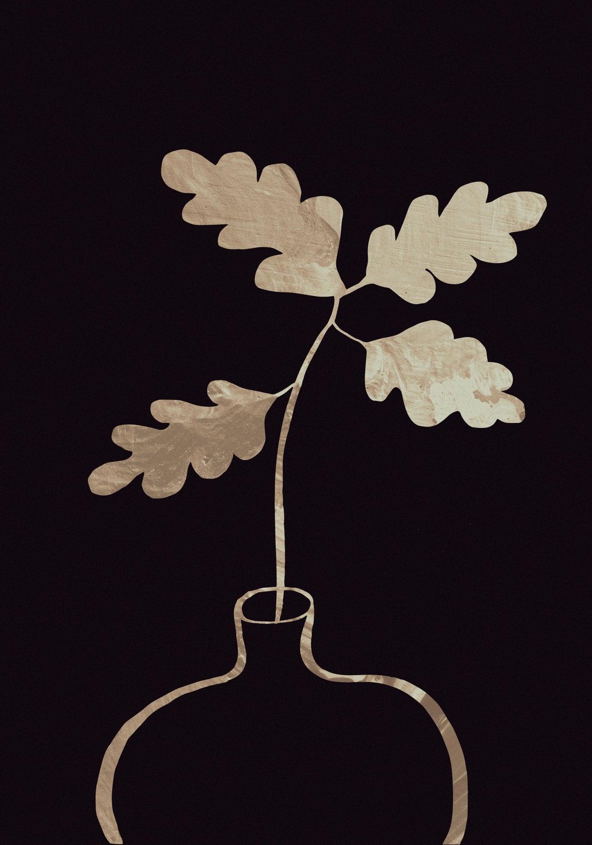 Leaves in vase_gold Poster och Canvastavla