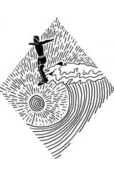 Surfer Line Drawing Poster och Canvastavla