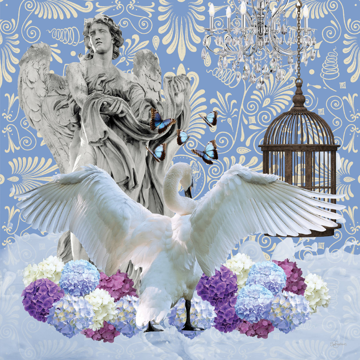 Blue Day Blue Swan Poster och Canvastavla