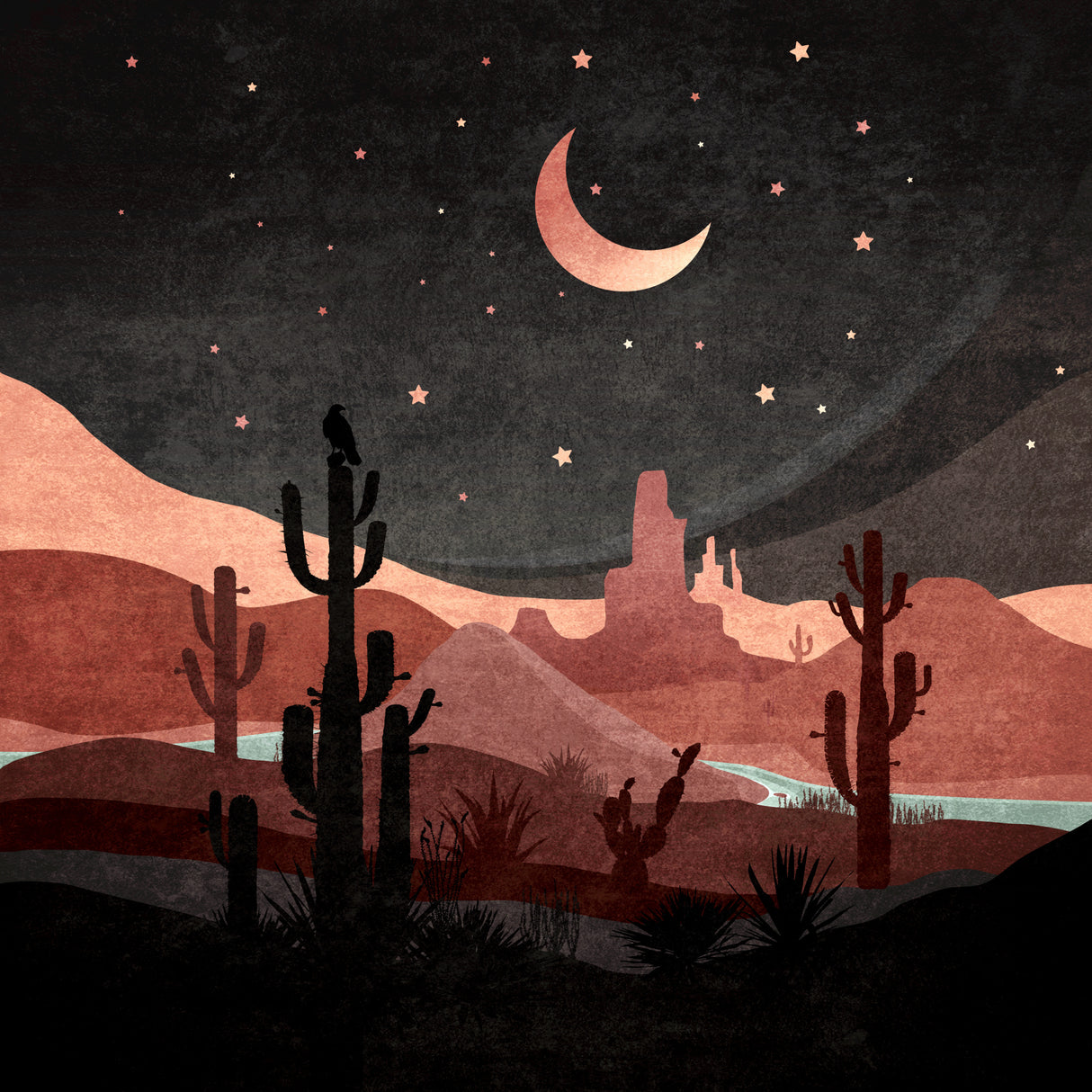 Western Night Poster och Canvastavla