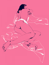 A Girl Sleeping Back View Pink Poster och Canvastavla