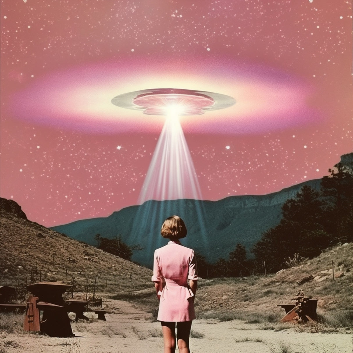 Beam Me Up Barbie 2 Collage Art Poster och Canvastavla