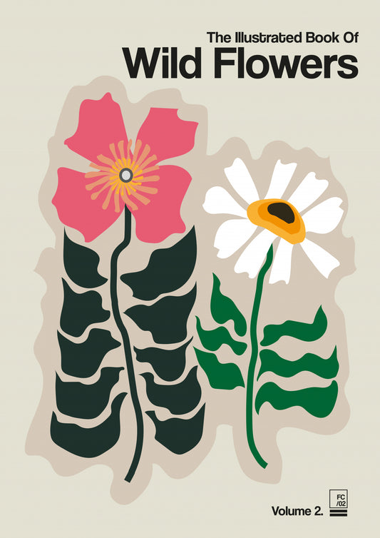 The Illustrated Book Of Wild Flowers Vol.2 Grey Poster och Canvastavla