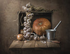 Garlic on the table Poster och Canvastavla