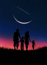 Family Silhouette At Night Poster och Canvastavla