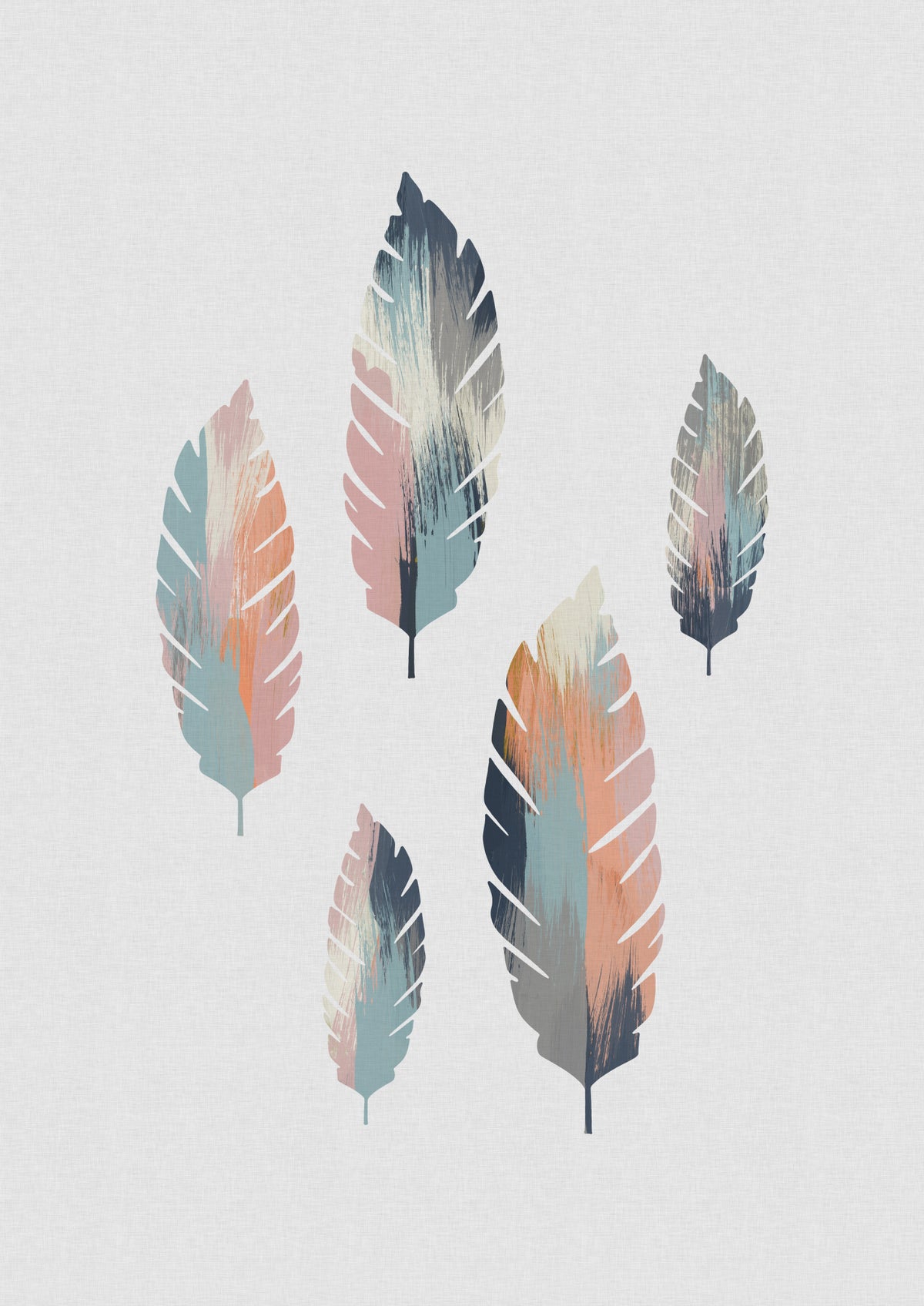 Pastel Leaves Poster och Canvastavla