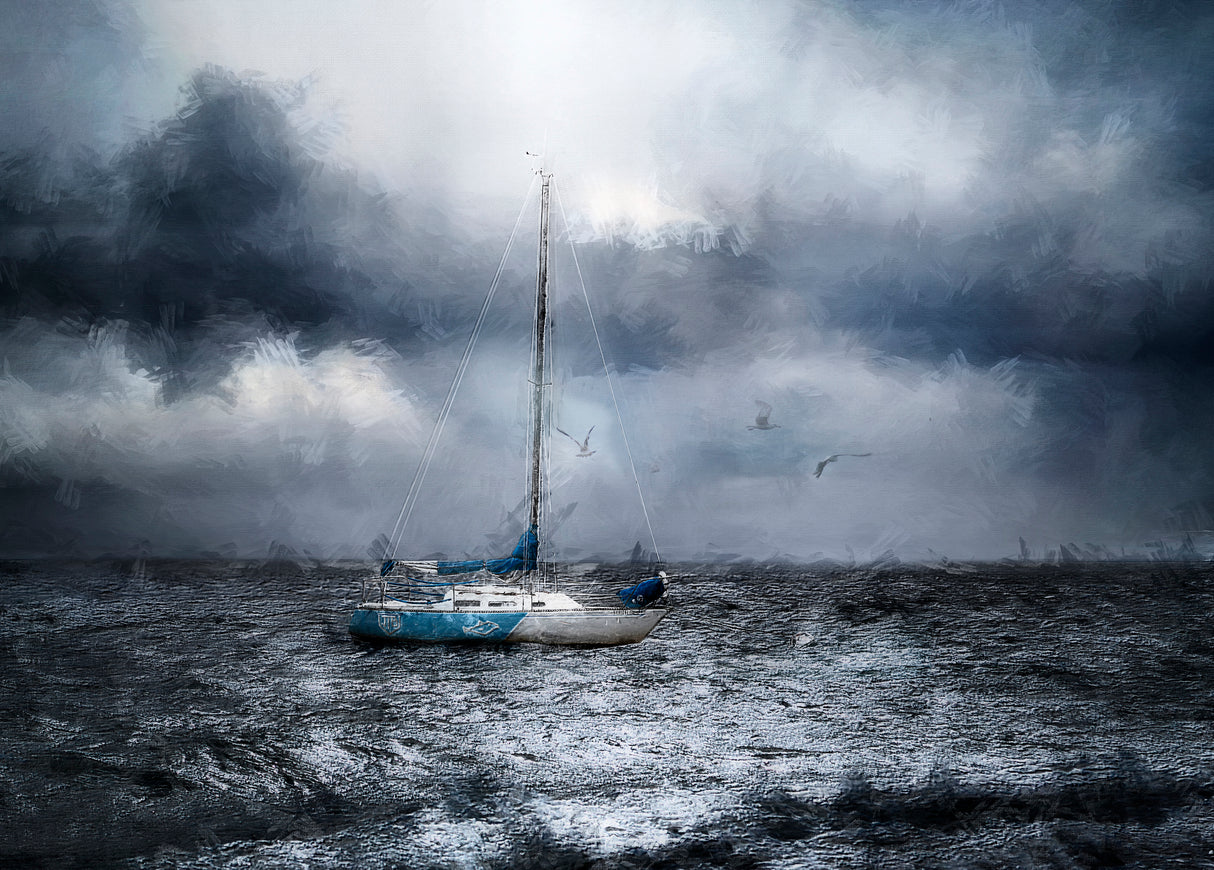 Little teal boat Poster och Canvastavla