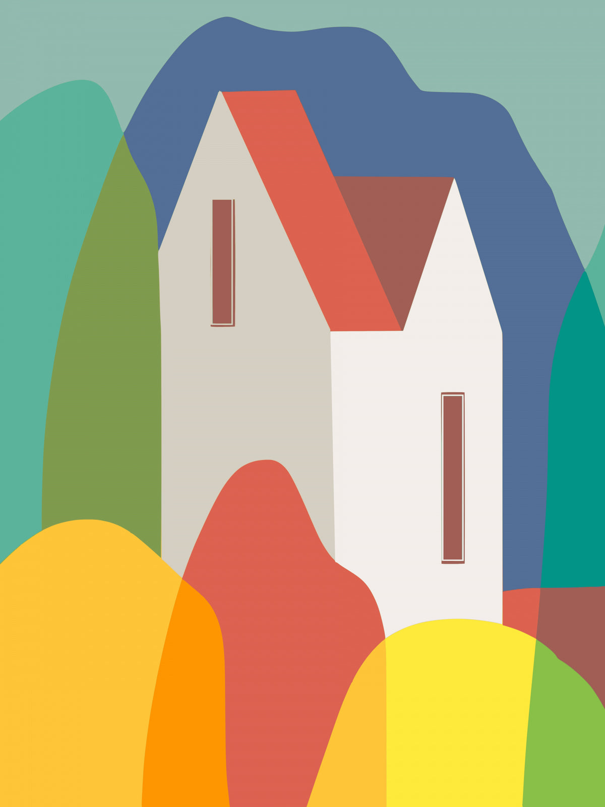 The Red Roof Cottage Poster och Canvastavla