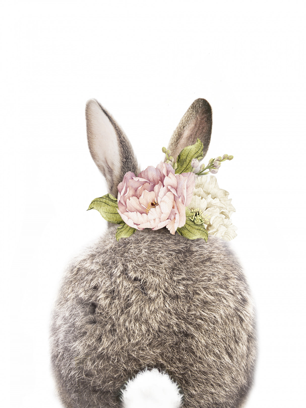 Floral Bunny Back Poster och Canvastavla