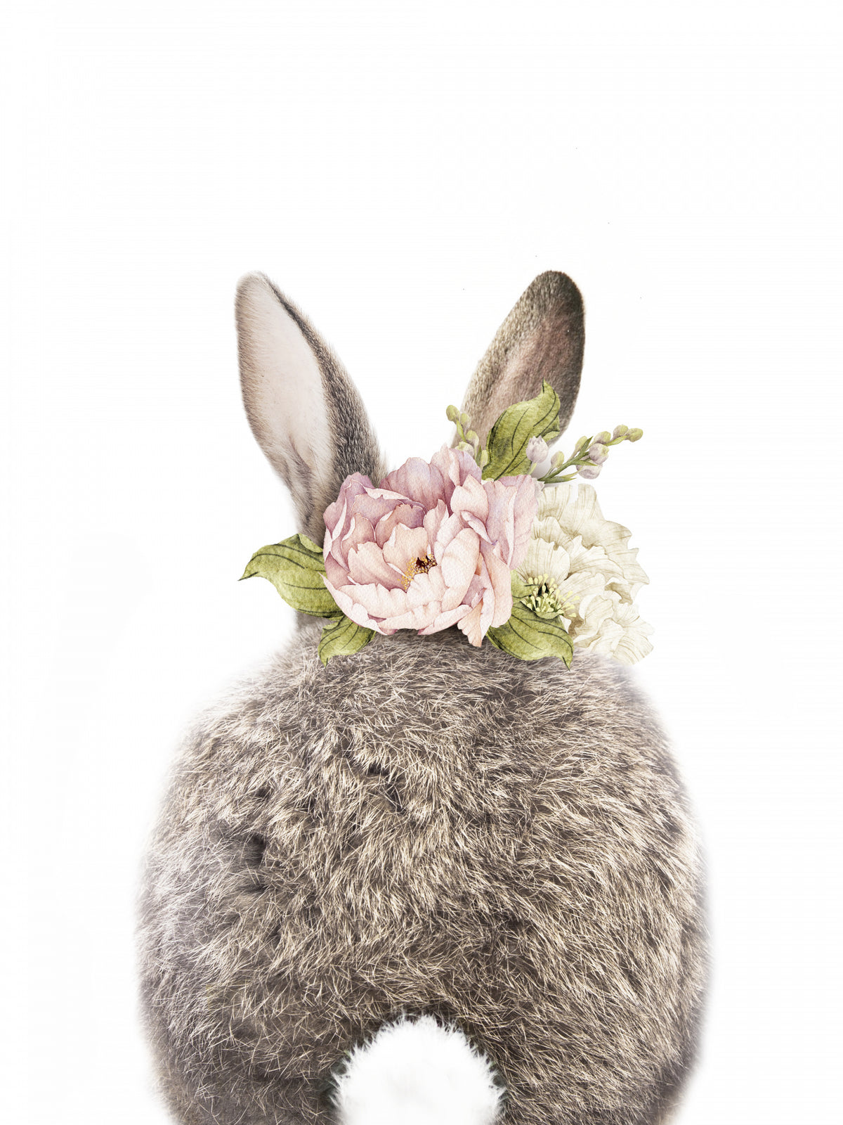 Floral Bunny Back Poster och Canvastavla