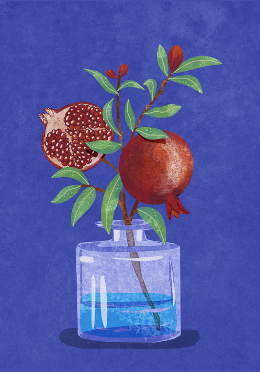 pomegranate in Vase Poster och Canvastavla