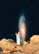 Woman and Galaxy Poster och Canvastavla