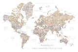 Wanderlust world map in spanish Poster och Canvastavla