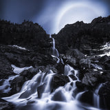 Moonrise at the waterfall Poster och Canvastavla