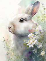 Rabbit and Flowers 1 Poster och Canvastavla