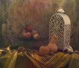 still life a Lamp and Pumpkins Poster och Canvastavla
