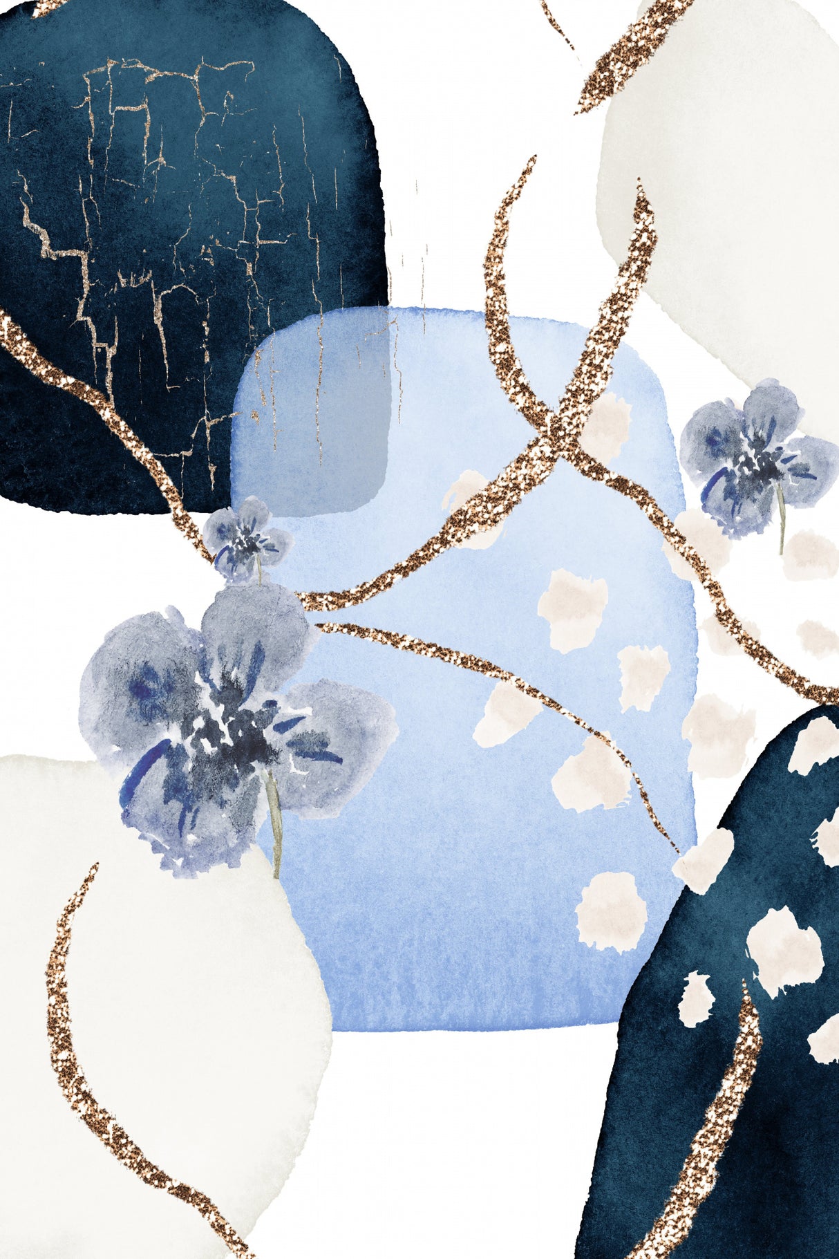Floral Blue-2 Poster och Canvastavla