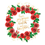 Holiday wishes wreath of red English roses Poster och Canvastavla